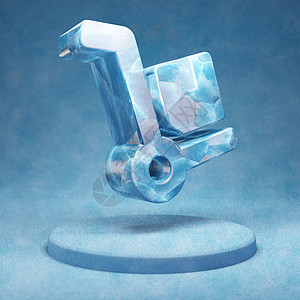 多莉图标 蓝雪讲台上破裂的蓝色冰车标志背景图片