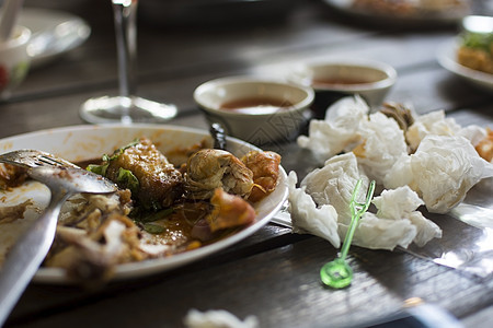 盘子上剩下的食物绿色早餐午餐用餐杯子美食蛋糕厨房刀具餐厅图片