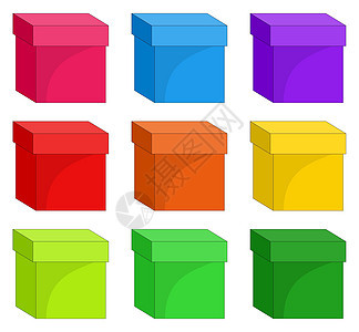 盒子套 五颜六色的封闭仓库纸板箱的集合 包装的彩色图像 在白色上隔离的纸立方体的矢量插图 空包装立方体设计图片