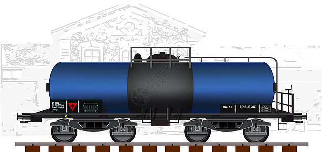它制作图案详细的铁路货车矢量物流运输送货货物工业火车车皮液体艺术品货运图片