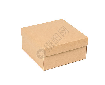 白色背景上孤立的正色棕色纸板盒邮政牛皮纸店铺运输纸板贮存邮件工艺空白回收图片