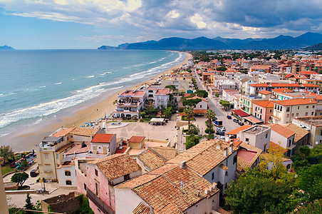 意大利Terracina镇 海滩高处背景图片