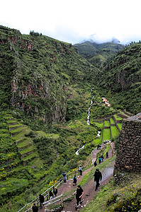 秘鲁Pisac的印干种植梯田图片
