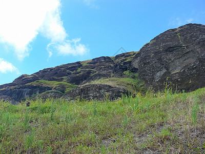 复活节岛 地貌 植被和海岸的自然性质雕像丘陵旅行天堂海滩假期海岸线热带天空海景图片