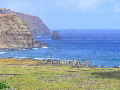 复活节岛 地貌 植被和海岸的自然性质海岸线海浪海滩牧场旅游天空晴天旅行魔法丘陵图片