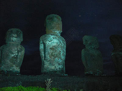 古代文明的古老雕像 在夜色时神像复活岛公园天空星星雕刻身材石头法力数字历史上帝图片