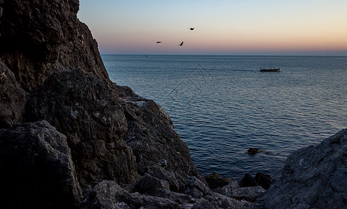 克里米亚半岛的景观建筑学日出海洋海滩旅游风景海景悬崖岩石钓鱼图片