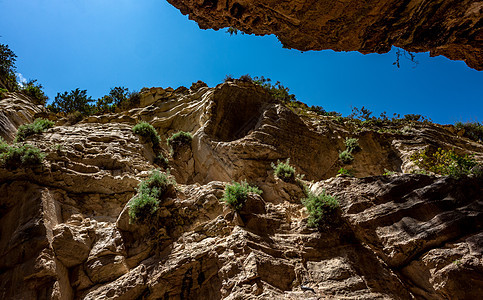 塞浦路斯岛屿的吸引性物冒险假期衬套地质学小路悬崖峡谷岩石旅行阳光图片