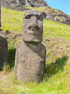 复活岛神像雕像摩艾面孔纪念碑宗教石头巨石天空历史彩霞旅行图片