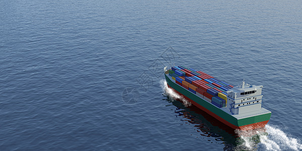 开阔海面的货船 高视距 数字3D转换 低聚体图片