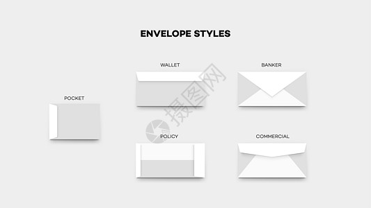 多数信封样式 矢量Temlate口袋小样阴影邮件插图白色钱包身份政策品牌图片