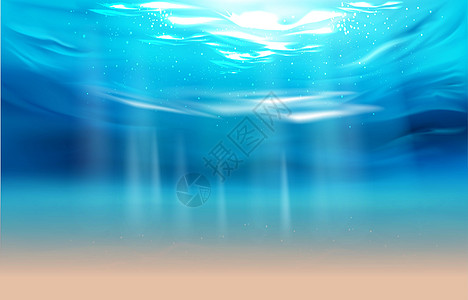海洋景观逼真的水下背景空气阳光气泡海报海滩太阳蓝色射线液体水族馆图片