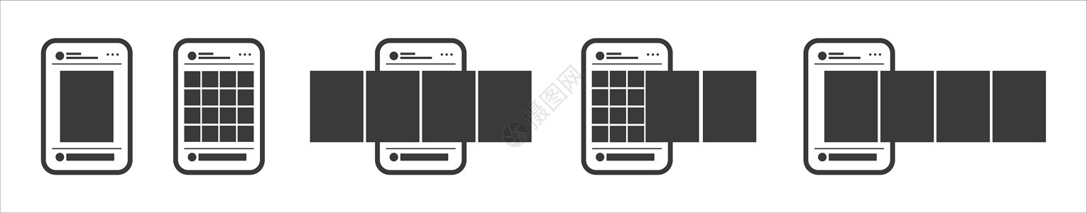 社交媒体移动应用程序页面模板 轮播帖子旋转木马用户概念嘲笑摄影插图界面正方形手机技术图片