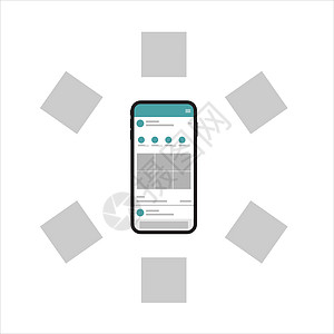 社交媒体移动应用程序页面模板 轮播帖子正方形小样丝带嘲笑手机概念界面照片视频故事图片