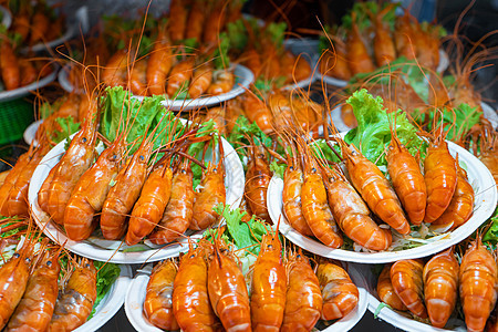 街头食品市场巨型煮虾的板块炙烤国王餐厅摊位食物老虎店铺烹饪街道美食图片