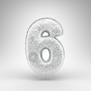 白色背景上的数字 6 具有光泽金属质感的折痕铝箔 3D 数字背景图片