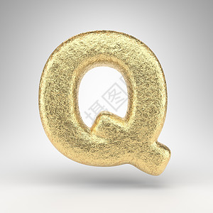 白色背景上的字母 Q 大写 具有光泽金属质感的折痕金箔 3D 字母图片