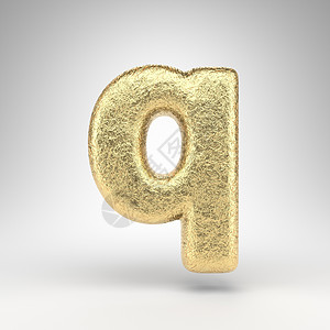 白色背景上的小写字母 Q 具有光泽金属质感的折痕金箔 3D 字母图片