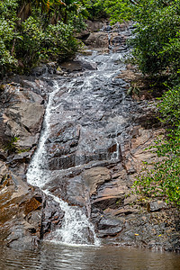 塞舌尔马埃岛有瀑布的景观巡航旅行天堂吸引力清水港口海滩全景热带山脉图片