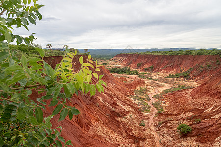 马达加斯加公园的砂岩构造和针头岩石旅行巡航红色观光地质学地层胭脂红红地石头图片