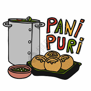 Pani Puri 印度食品卡通矢量它制作图案图片