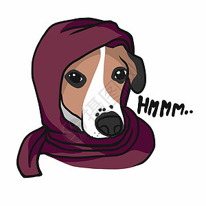 杰克罗素狗戴围巾盖头卡通矢量它制作图案图片