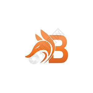 Fox 头图标与字母 B 徽标图标设计组合图片