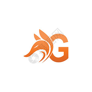 狐狸头图标组合与字母 G 标志图标设计背景图片