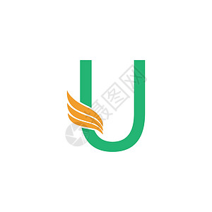 带翼图标设计概念的字母 U 徽标图片
