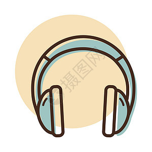 耳机矢量图标 音乐信号技术立体声体积扬声器标识工具插图背景图片