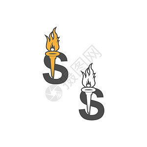 字母 S 图标标志与火炬图标设计相结合背景图片