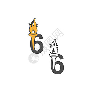 号图标标志与火炬图标设计相结合字体皮肤力量创造力数字身份标识奢华烧伤插图图片
