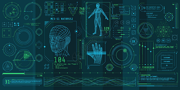 一组关于生物扫描专题的稀薄元素高科技显示器信息网络科学考试造型界面电脑监视器图片