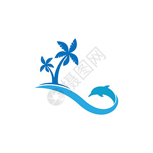 海豚标志图标设计概念向量模板身份公司插图尾巴海浪酒店游泳乐趣圆圈运动图片
