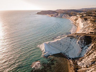 土耳其白人海岸线西西里岛支撑旅游岩石海岸蓝色沿海日落假期白崖吸引力图片