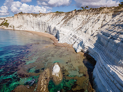土耳其人的阶梯 意大利西西里岛 意大利西西里岛南部附近 Realmonte 海岸的岩石悬崖海滩沿岸旅游海洋石灰石吸引力巨石蓝色海图片
