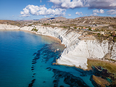 土耳其人的阶梯 意大利西西里岛 意大利西西里岛南部附近 Realmonte 海岸的岩石悬崖海洋吸引力蓝色游客海岸线旅行石头石灰石图片