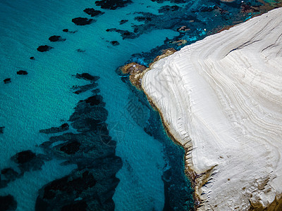 土耳其人的阶梯 意大利西西里岛 意大利西西里岛南部附近 Realmonte 海岸的岩石悬崖海滩海岸线天线蓝色石头旅行海景风光楼梯图片