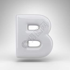 白色背景上的字母 B 大写 具有光滑表面的白色塑料 3D 字母背景图片