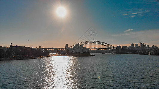 悉尼港的悉尼天线空中观察旅游天空港口商业日落歌剧摩天大楼办公室景观城市图片