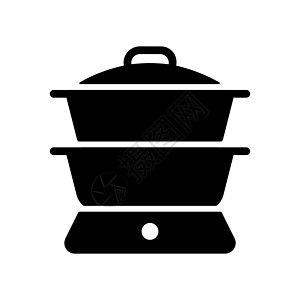 双锅炉矢量字形图标 厨电机器饮食技术炊具厨具蒸汽标识食物厨房家庭图片