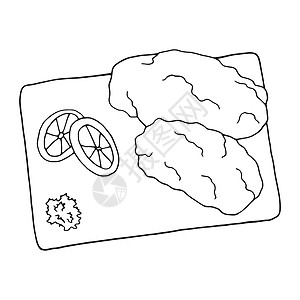矢量手绘涂鸦炸肉排 德国菜菜 菜单咖啡馆标签和包装的设计草图元素 白色背景上的插图图片