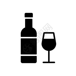 酒瓶和眼镜矢量字形 ico液体藤蔓瓶子庆典器皿酒厂插图玻璃酒吧派对图片
