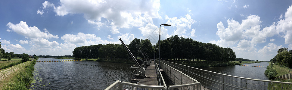 运河锁在Vecht河全景工程建筑学图片