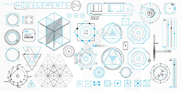 一套未来界面的HUD几何元素数据电子产品网络电脑收藏信息技术造型显示器高科技图片
