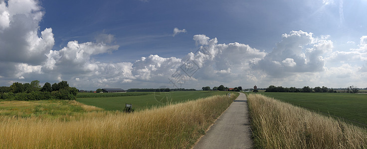 奥尔堡周围的全景景观农场小路农田背景图片