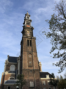 阿姆斯特丹的韦斯特托伦城市建筑尖顶建筑学地标尖塔教堂图片
