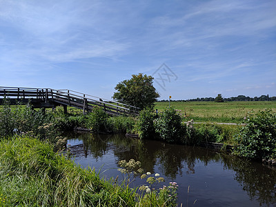 在祖迪因德周围的一条运河上架桥背景图片