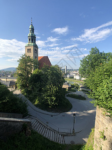 奥地利萨尔茨堡教堂地标全景建筑学教会城市蓝色天空景观旅游建筑图片