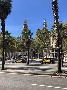 巴塞罗那哥特克区计程车建筑天空建筑学城市街道图片